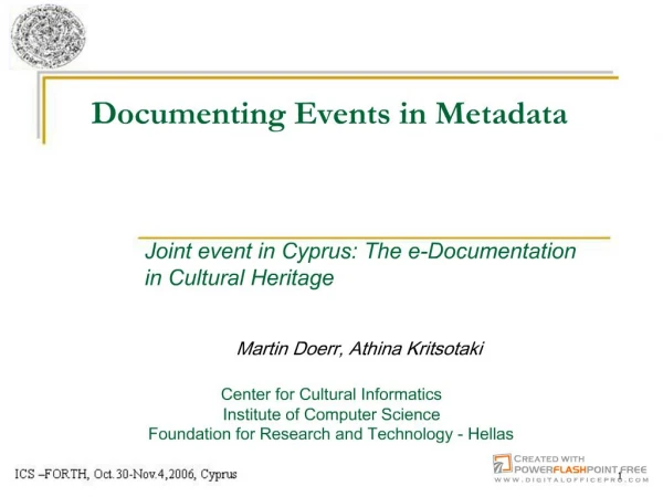Documenting Events in Metadata