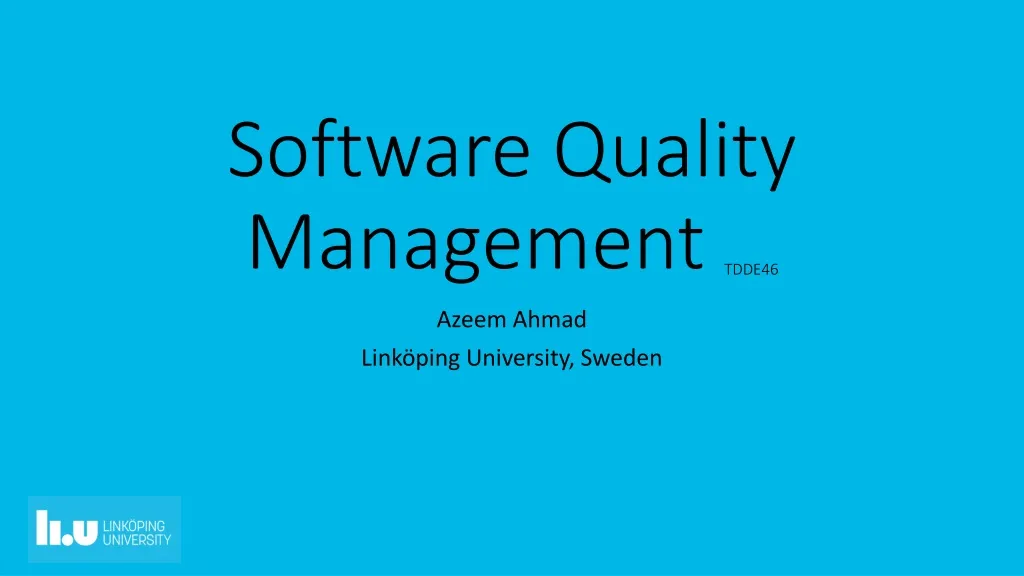software quality management tdde46