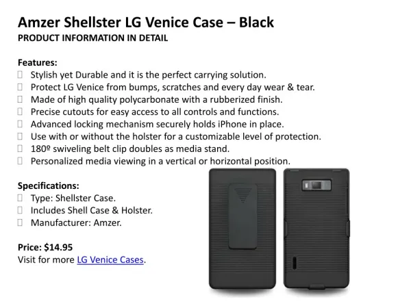 Amzer Shellster LG Venice Case – Black