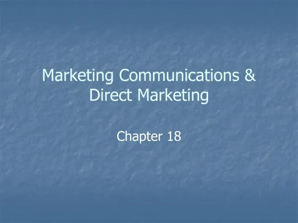 Marketing Communications Direct Marketing