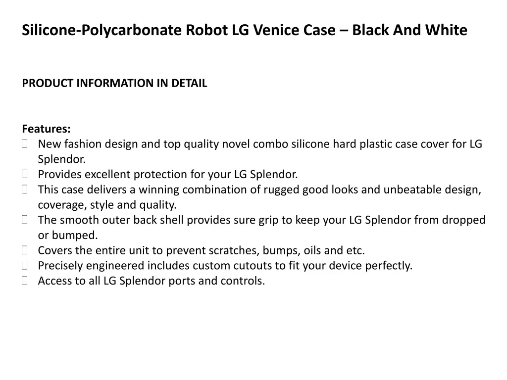 silicone polycarbonate robot lg venice case black