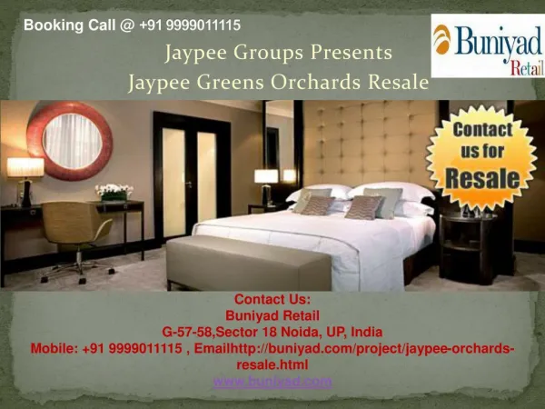 Jaypee Greens Orchards Resale | 9999011115 | For Booking