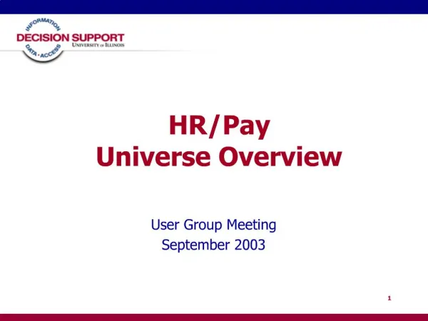 User Group Meeting September 2003