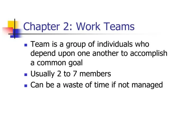 Chapter 2: Work Teams