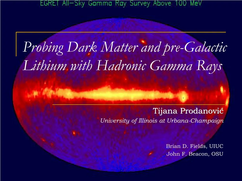probing dark matter and pre galactic lithium with hadronic gamma rays