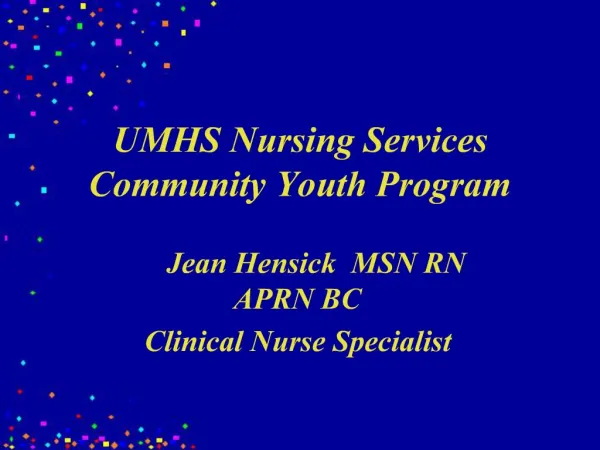 UMHS Nursing Services Community Youth Program