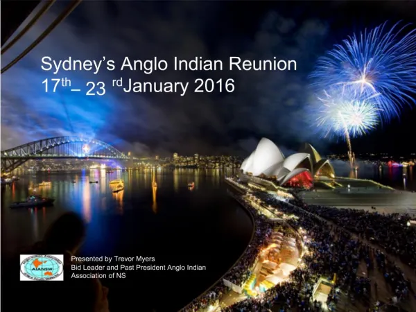 Sydney s Anglo Indian Reunion 17th 23rd January 2016