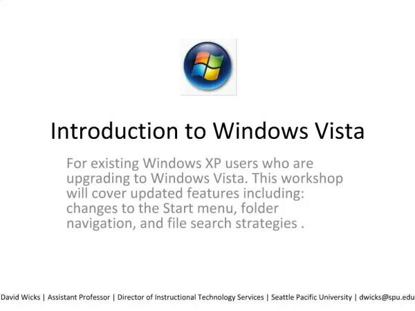 Introduction to Windows Vista