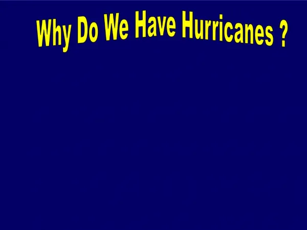 Why Do We Have Hurricanes