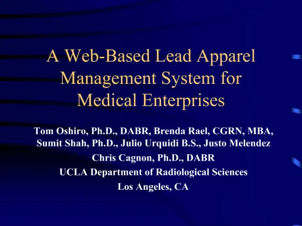 A Web-Based Lead Apparel Management System for Medical Enterprises