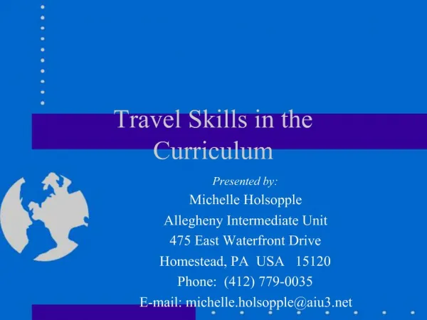 Travel Skills in the Curriculum