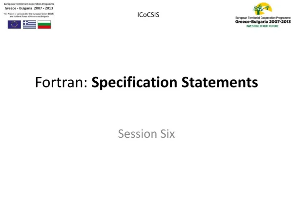 Fortran: Specification Statements