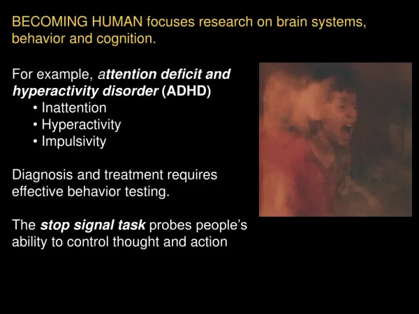 BECOMING HUMAN focuses research on brain systems, behavior and cognition.