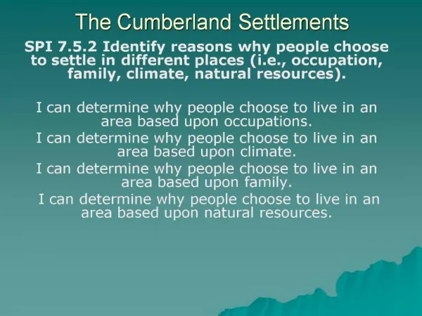 The Cumberland Settlements