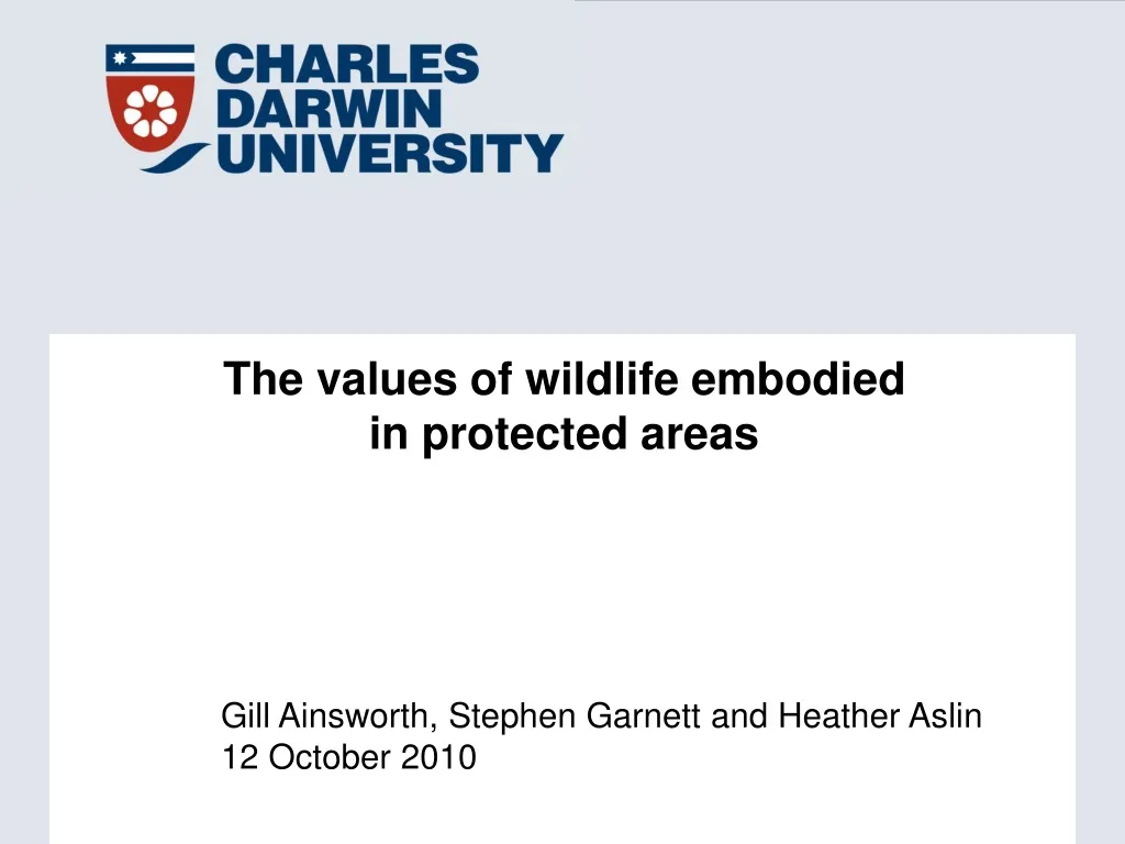 the values of wildlife embodied in protected areas