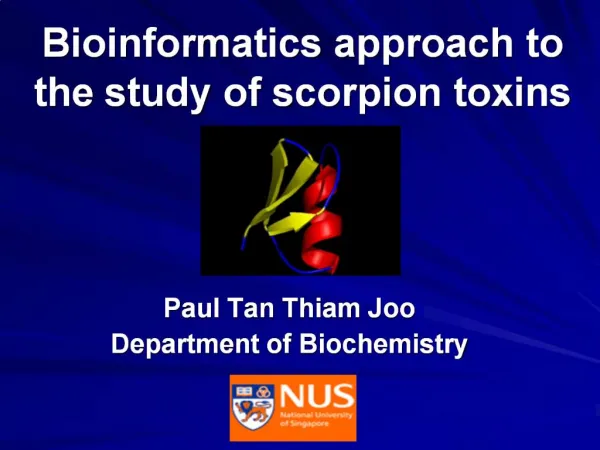 Bioinformatics approach to the study of scorpion toxins