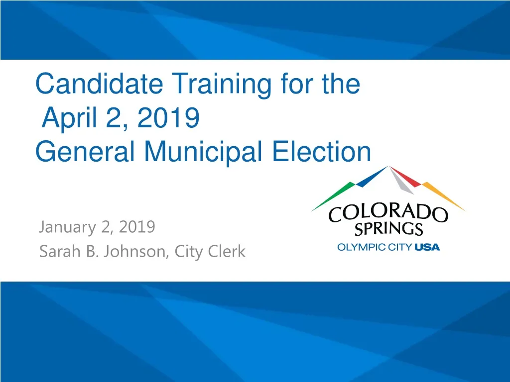 candidate training for the april 2 2019 general municipal election