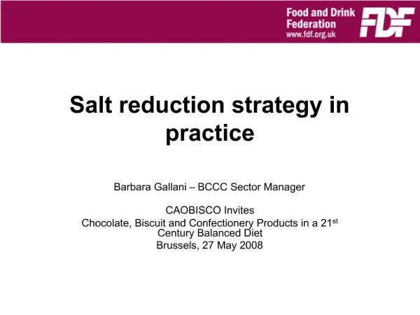 Salt reduction strategy in practice