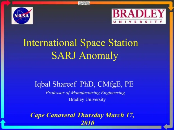 International Space Station SARJ Anomaly