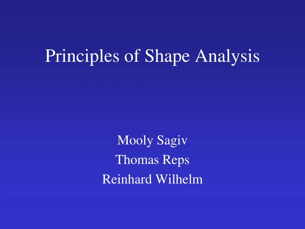 principles of shape analysis