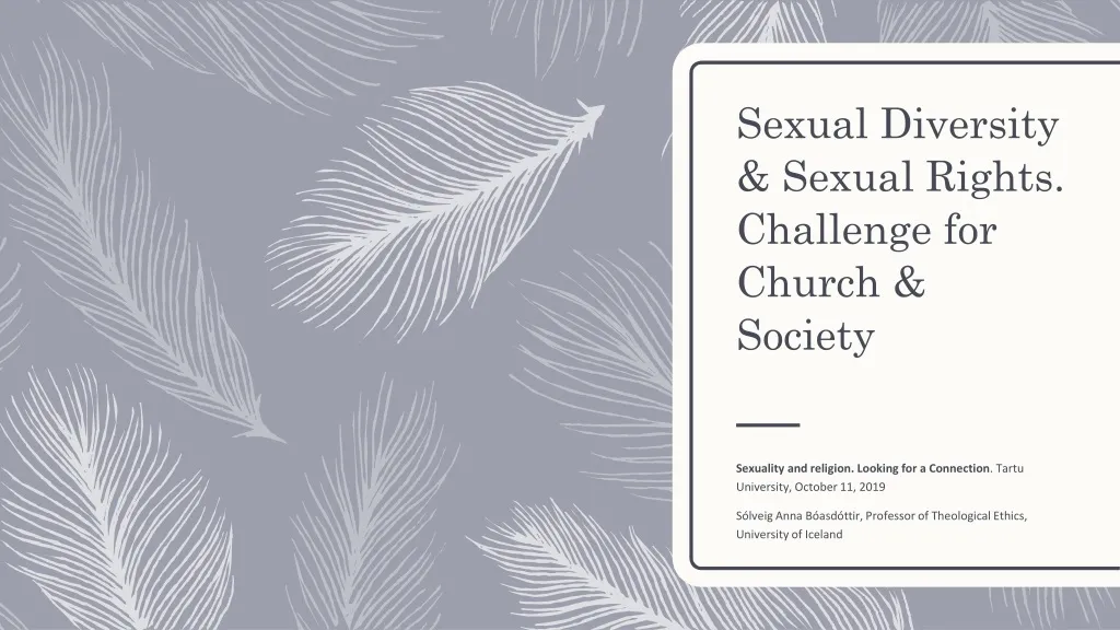 sexual diversity sexual rights challenge for church society