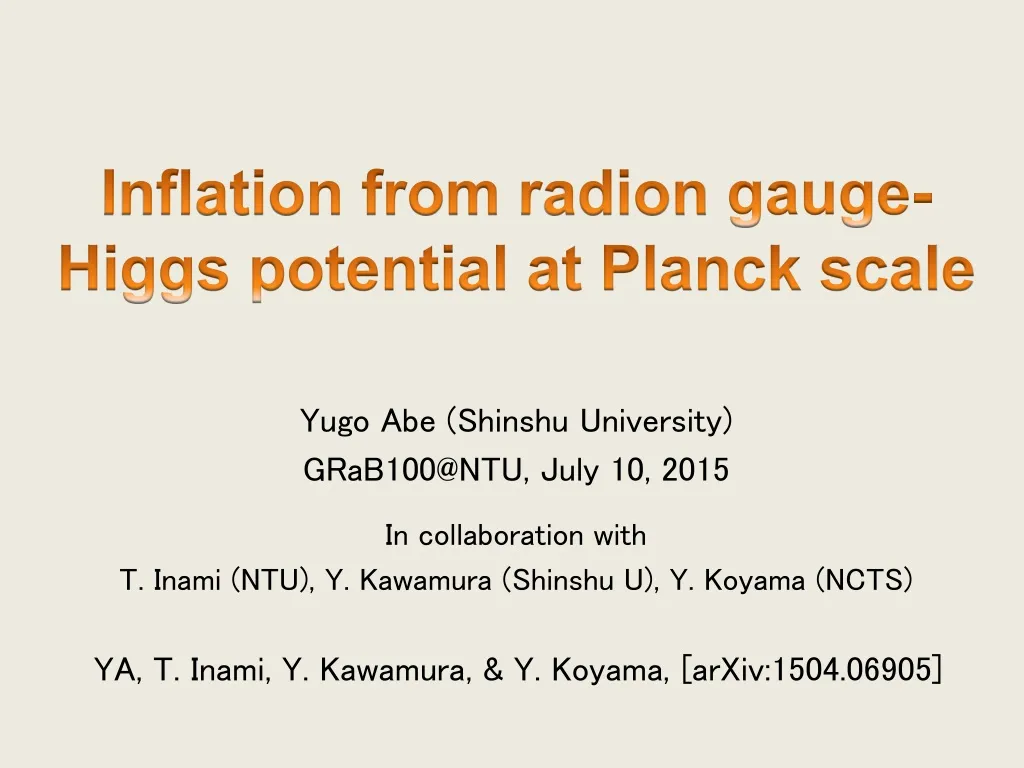 inflation from radion gauge higgs potential at planck scale