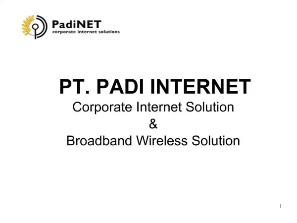 PT. PADI INTERNET Corporate Internet Solution Broadband Wireless Solution