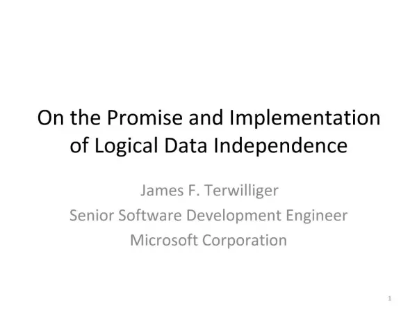 On the Promise and Implementation of Logical Data Independence