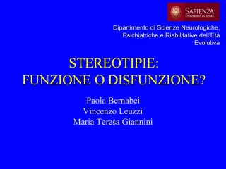 STEREOTIPIE: FUNZIONE O DISFUNZIONE - slide 1