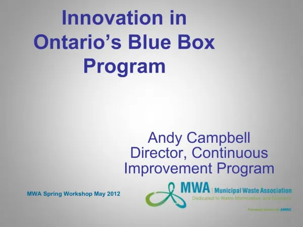 Innovation in Ontario s Blue Box Program