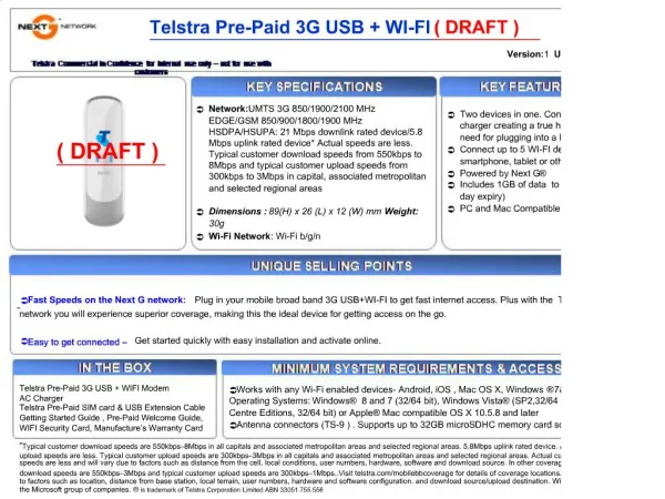 Telstra Pre-Paid 3G USB WI-FI DRAFT