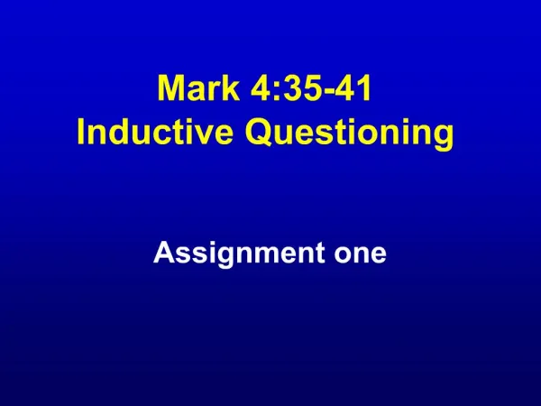 Mark 4:35-41 Inductive Questioning