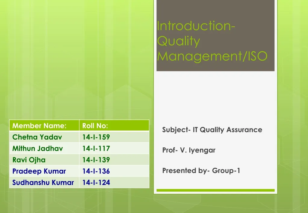 introduction quality management iso