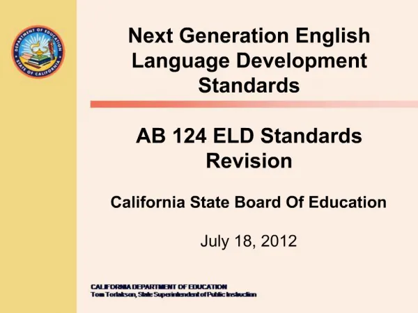Next Generation English Language Development Standards AB 124 ELD Standards Revision California State Board Of Educa