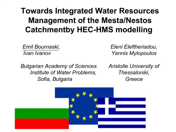 Towards Integrated Water Resources Management of the Mesta