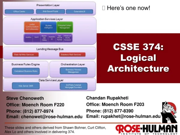 CSSE 374 : Logical Architecture