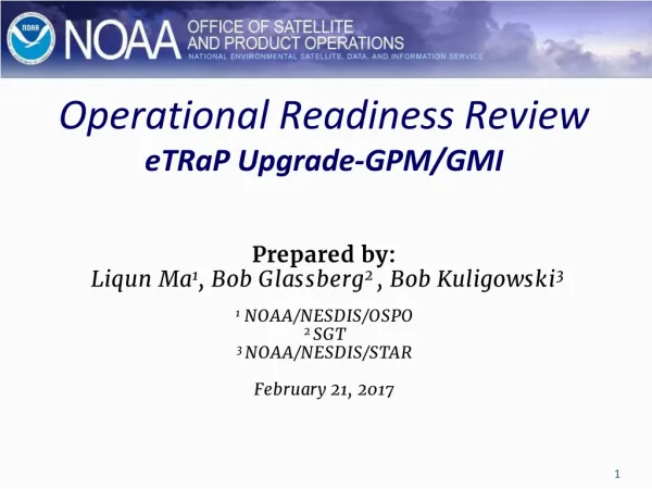 Operational Readiness Review eTRaP Upgrade-GPM/GMI