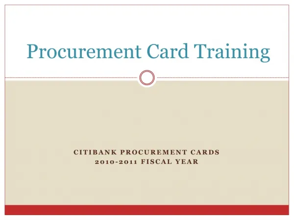 Procurement Card Training
