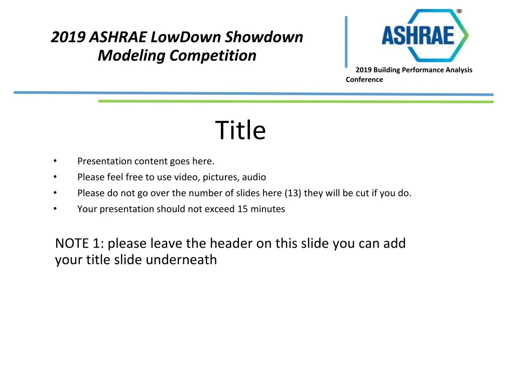 2019 ashrae lowdown showdown modeling competition