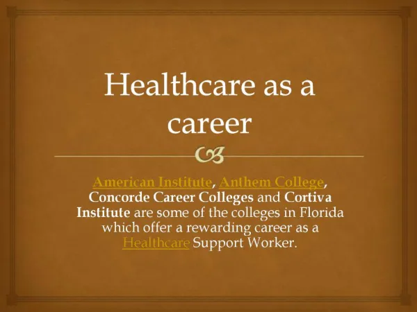 Healthcare as a career