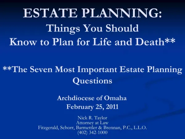 ESTATE PLANNING: Things You Should Know to Plan for Life and Death