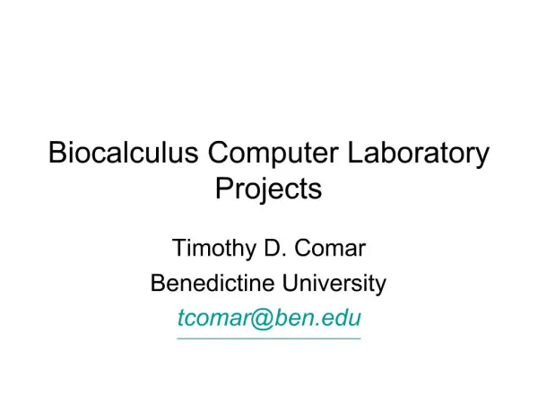 Biocalculus Computer Laboratory Projects