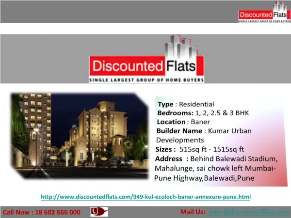 Flats for sell in KUL Ecoloch in Baner