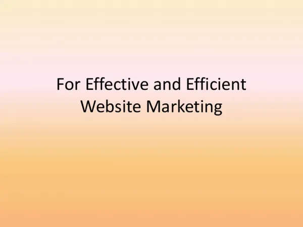 For Effective and Efficient Website Marketing