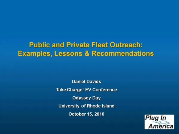 Public and Private Fleet Outreach: Examples, Lessons Recommendations
