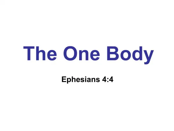The One Body