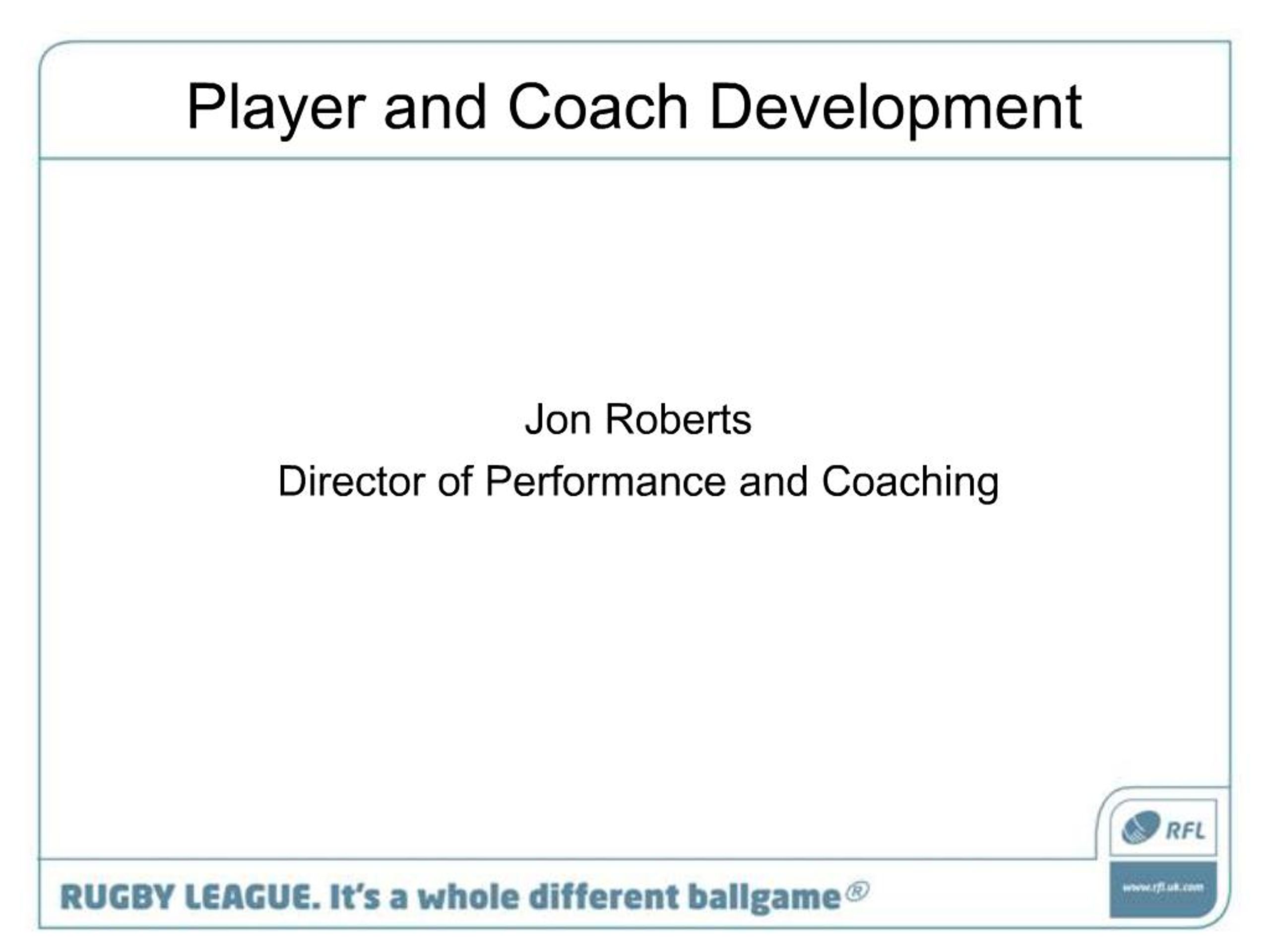 PPT - Player and Coach Development PowerPoint Presentation, free ...