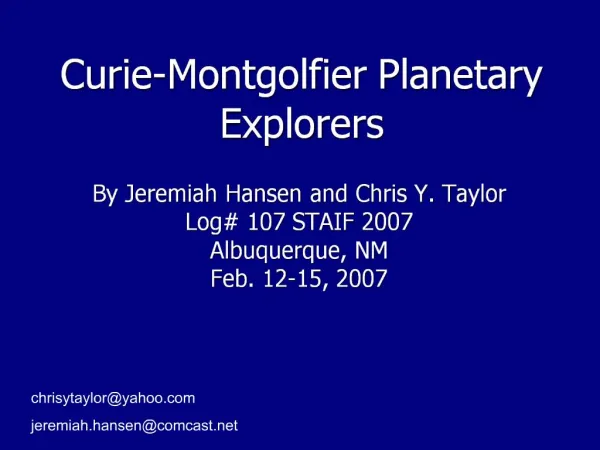 Curie-Montgolfier Planetary Explorers
