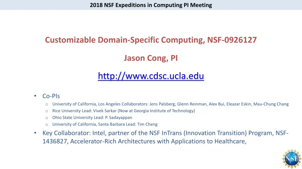 2018 nsf expeditions in computing pi meeting