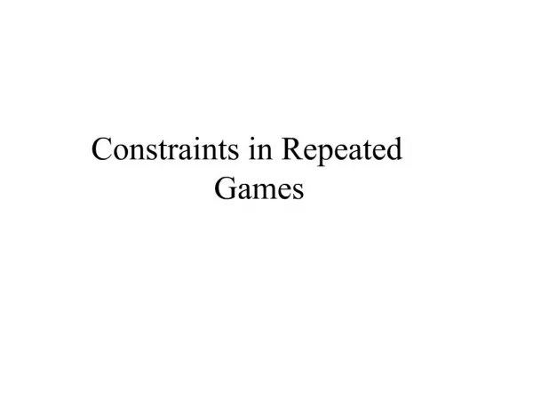 Constraints in Repeated Games